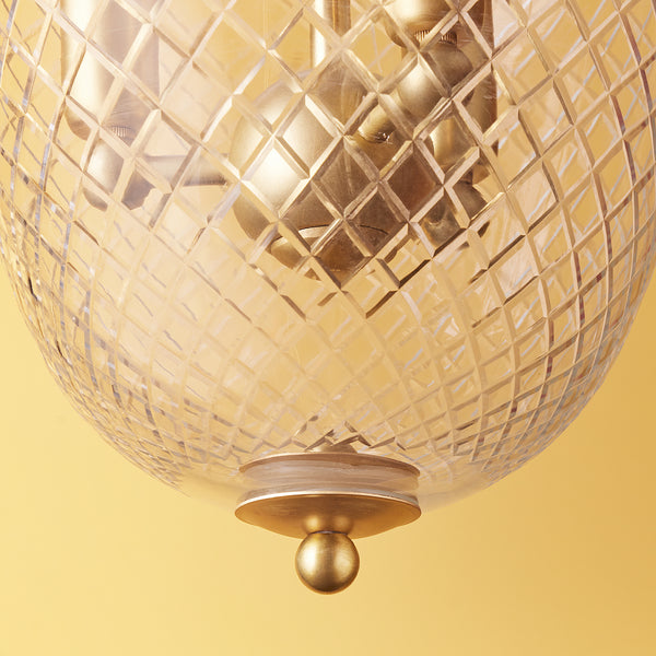 Pooky - Marple Cut Glass Pendant Light - Antique Brass Fixings