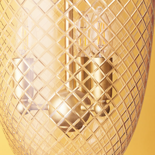 Pooky - Marple Cut Glass Pendant Light - Antique Brass Fixings