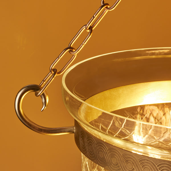 Pooky - Marple Cut Glass Pendant Light - Antique Brass Fixings