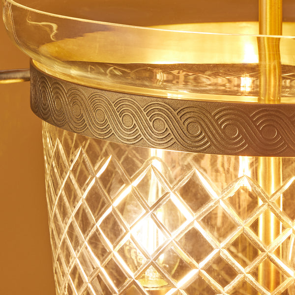 Pooky - Marple Cut Glass Pendant Light - Antique Brass Fixings