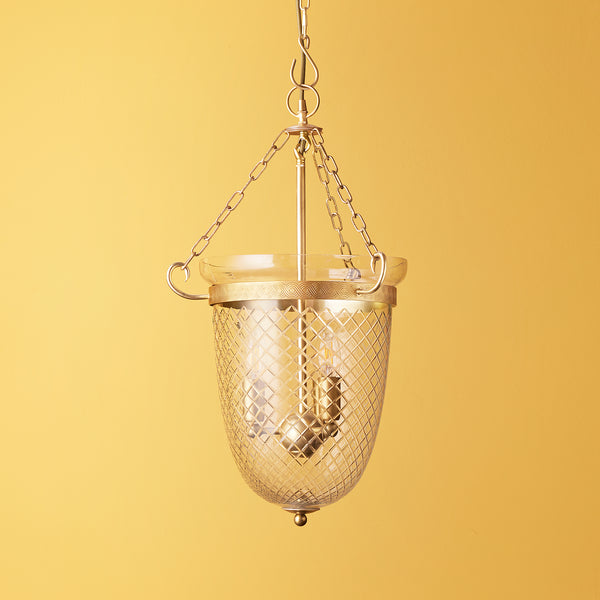 Pooky - Marple Cut Glass Pendant Light - Antique Brass Fixings