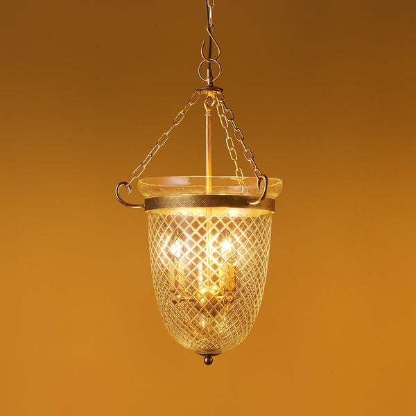 Pooky - Marple Cut Glass Pendant Light - Antique Brass Fixings