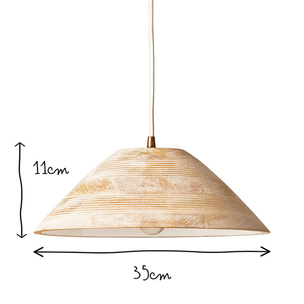 Pooky - Rockport Pendant Light - Smaller - Wood - White Enamel Interior