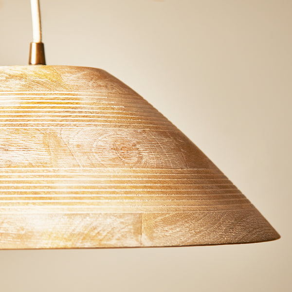 Pooky - Rockport Pendant Light - Smaller - Wood - White Enamel Interior