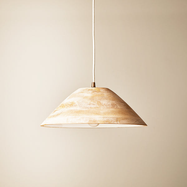 Pooky - Rockport Pendant Light - Smaller - Wood - White Enamel Interior