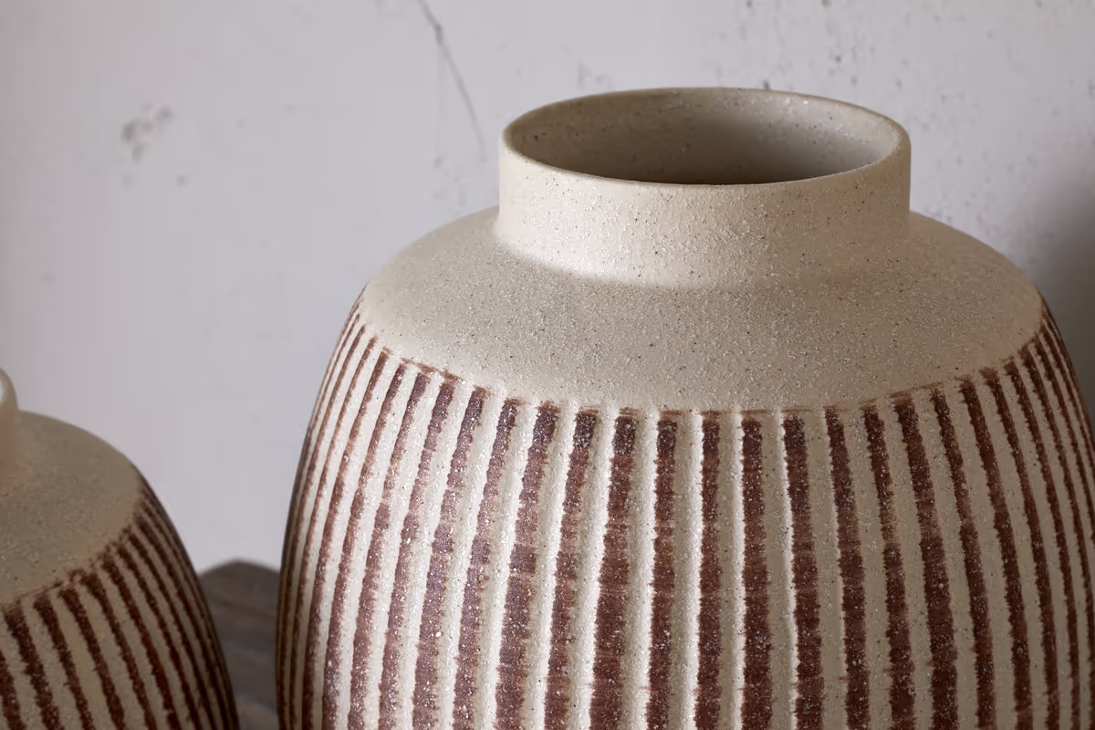 Nkuku - Perola Reactive Glaze Decorative Vase - Natural & Rust - Small