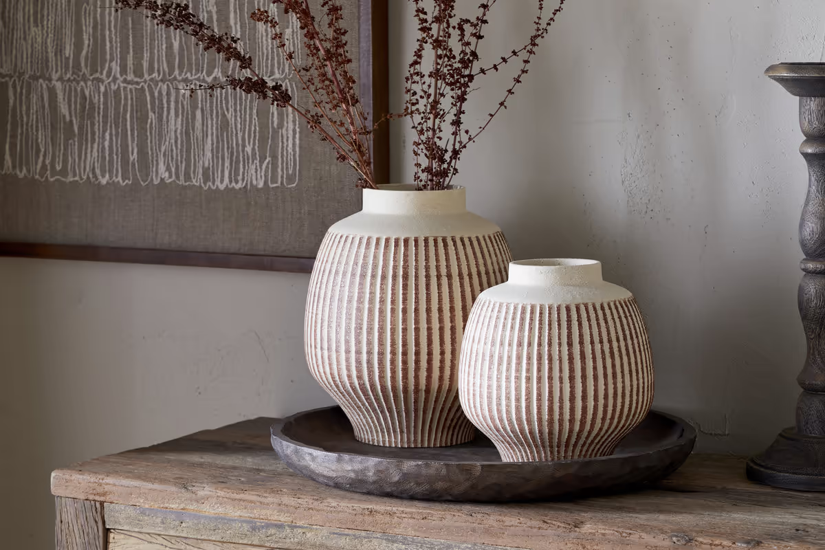 Nkuku - Perola Reactive Glaze Decorative Vase - Natural & Rust - Small