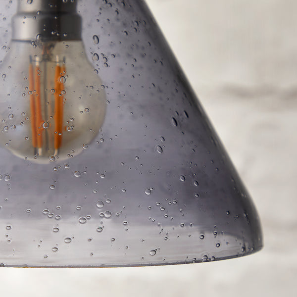 Pooky - Hazelette Pendant Light Shade - Grey Bubble Glass