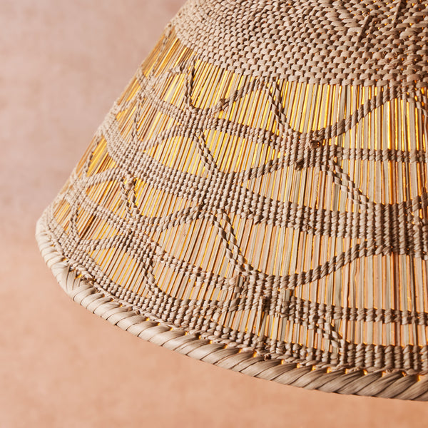 Pooky - Khaya Pendant Light Shade With Binga Pattern - Smaller - Natural