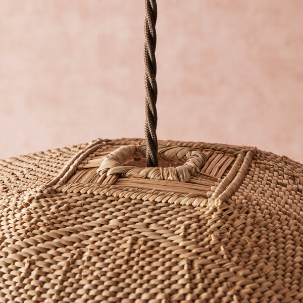 Pooky - Khaya Pendant Light Shade With Binga Pattern - Smaller - Natural