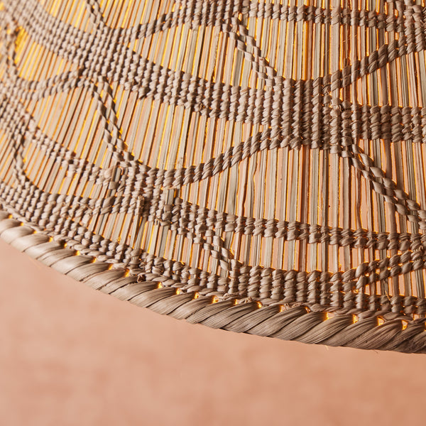 Pooky - Khaya Pendant Light Shade With Binga Pattern - Smaller - Natural