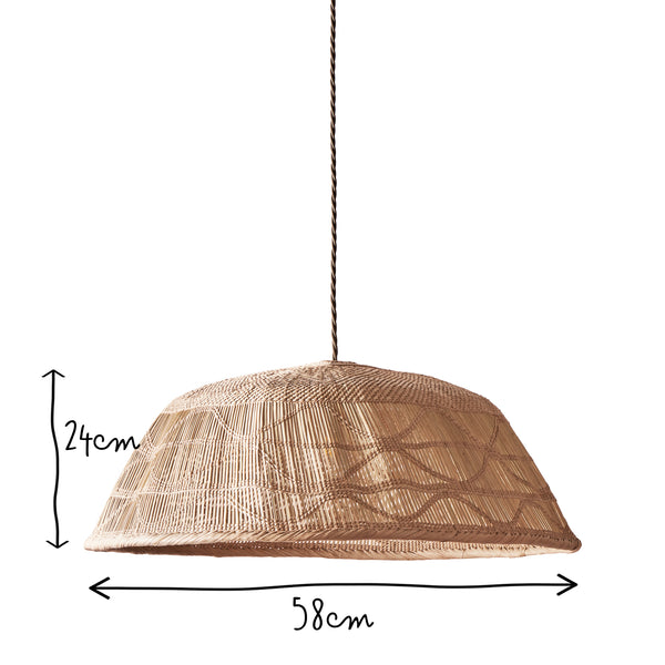 Pooky - Khaya Pendant Light Shade With Binga Pattern - Larger - Natural