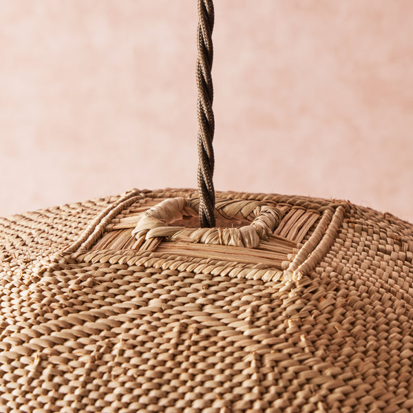 Pooky - Khaya Pendant Light Shade With Binga Pattern - Larger - Natural