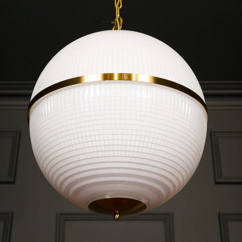 Pure White Lines Opaline Parisian Globe Pendant