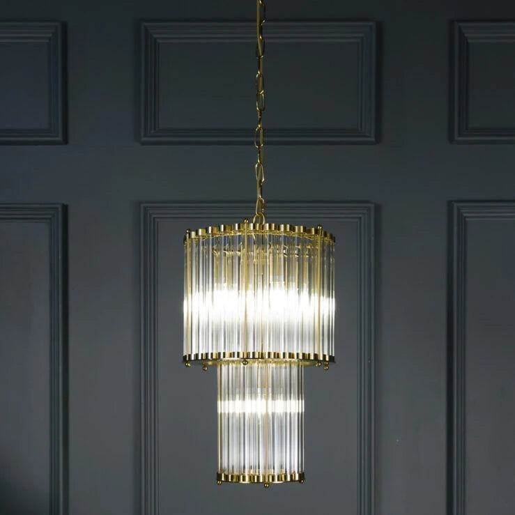 Pure White Lines Double Monza Chandelier