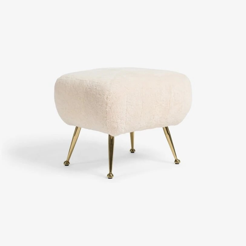 Pure White Lines Tignes Sheepskin Footstool