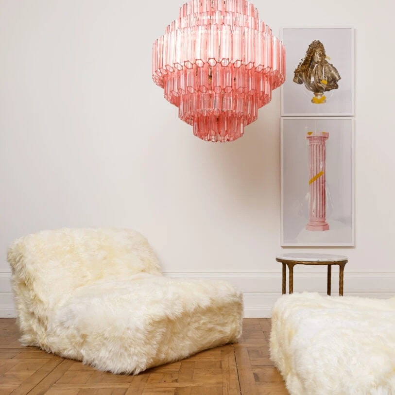 Pure White Lines Pink Grande Palermo Chandelier