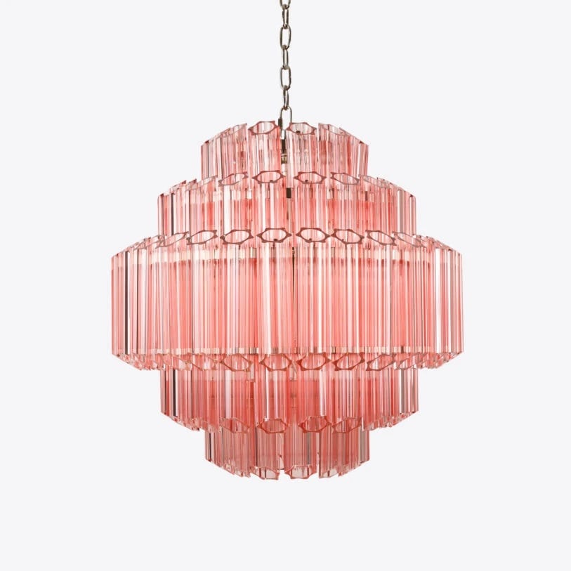 Pure White Lines Pink Palermo Chandelier