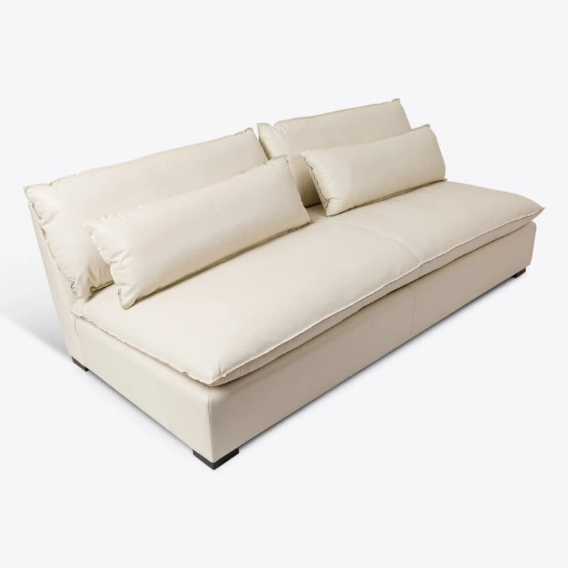 Pure White Lines Cortina White Leather Amalfi Sofa