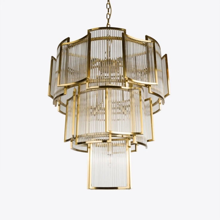 Pure White Lines Brass Monte Carlo Grande Chandelier