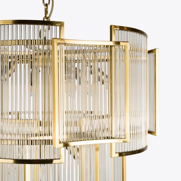 Pure White Lines Brass Monte Carlo Grande Chandelier