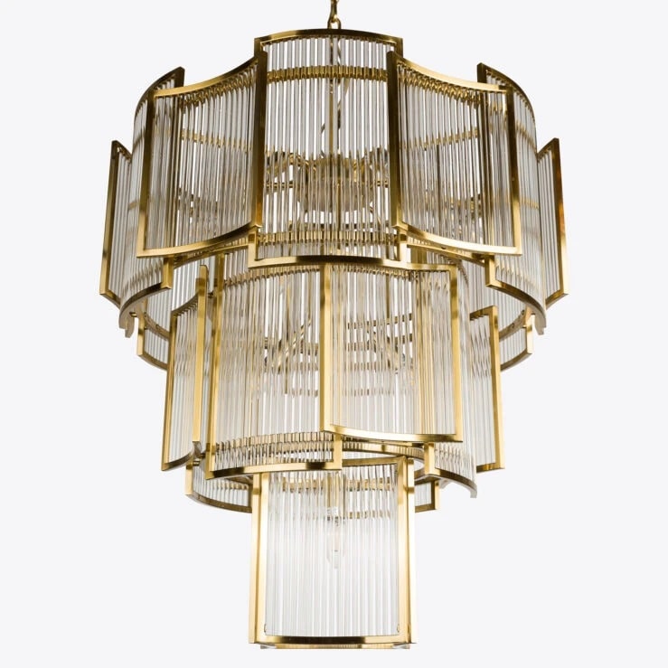 Pure White Lines Brass Monte Carlo Grande Chandelier