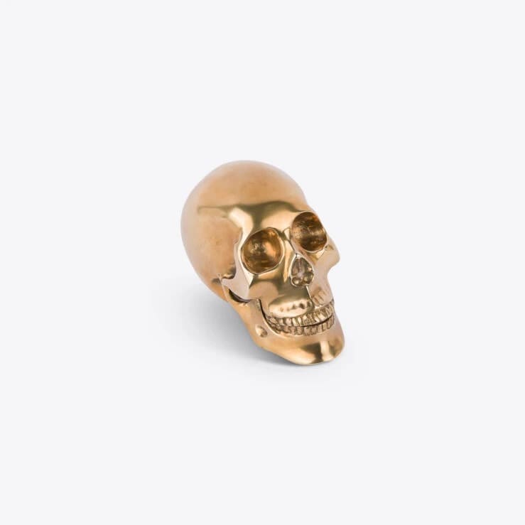 Pure White Lines Solid Brass Skull