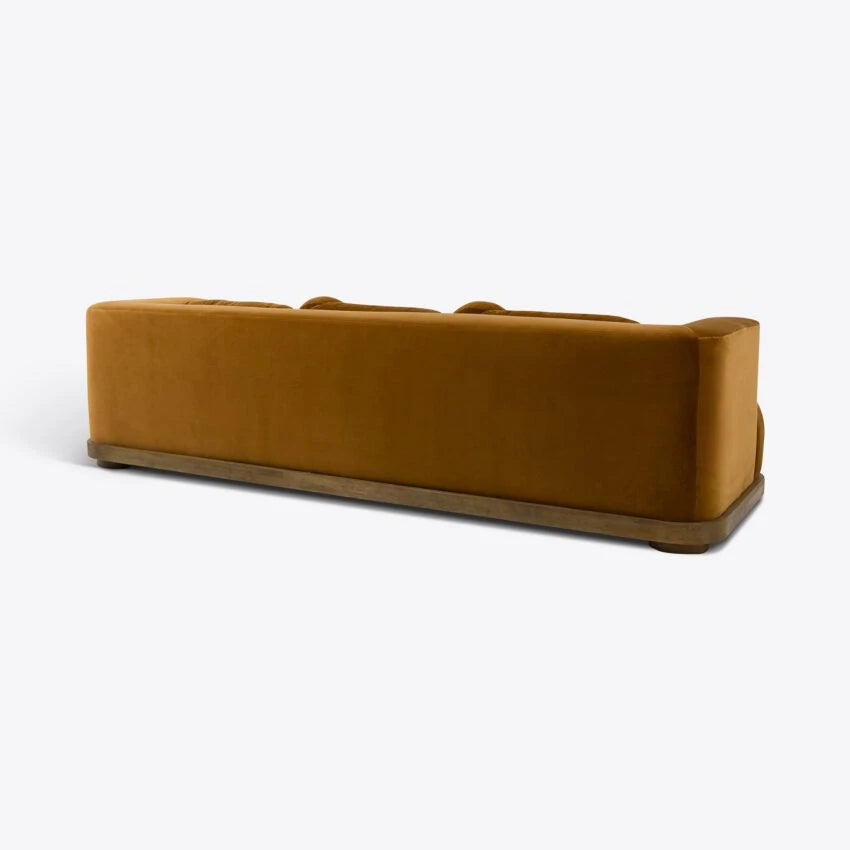 Pure White Lines Juliet Three Seater Velvet Sofa in Mustard