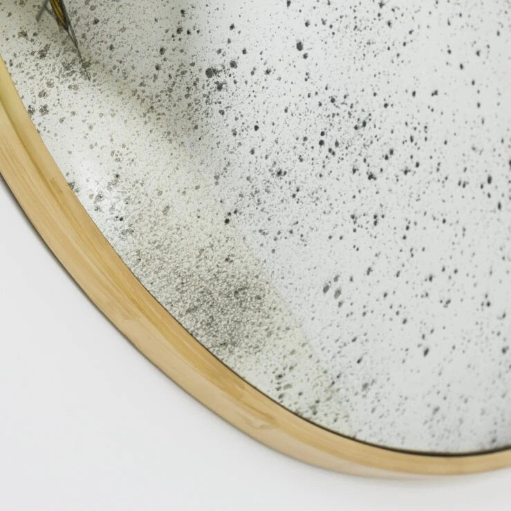 Pure White Lines Aged Glass Brass Convex Mirror