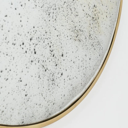 Pure White Lines Aged Glass Brass Convex Mirror