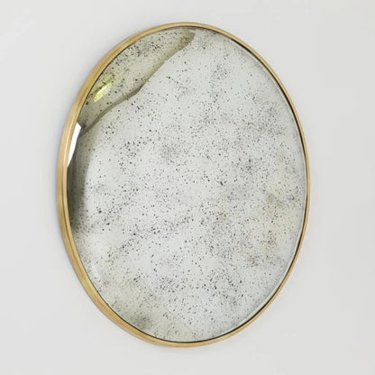 Pure White Lines Aged Glass Brass Convex Mirror