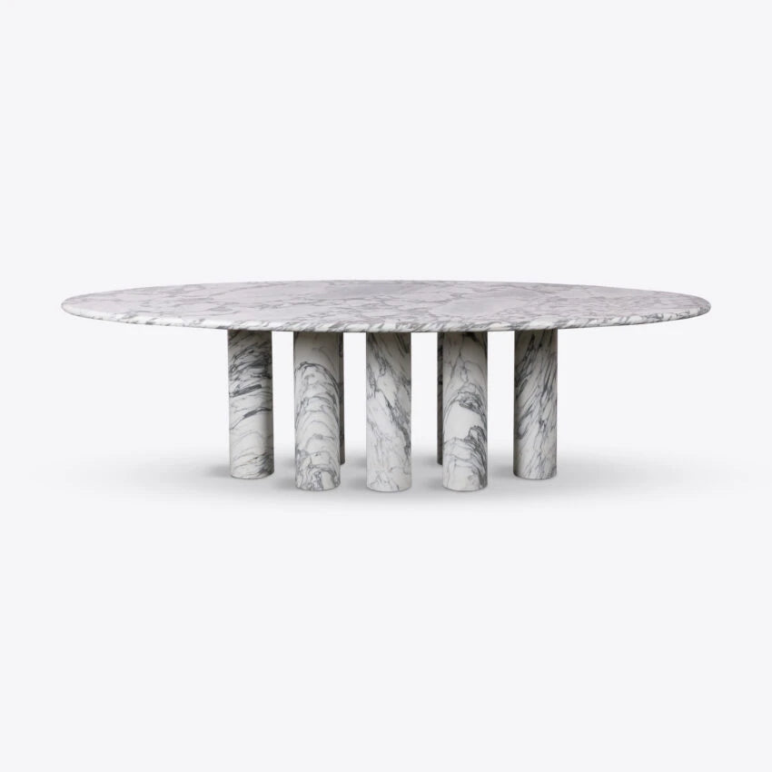 Pure White Lines Olivia Marble Dining Table – Arabescato