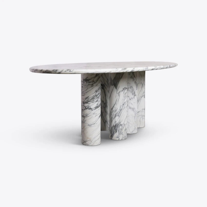 Pure White Lines Olivia Marble Dining Table – Arabescato