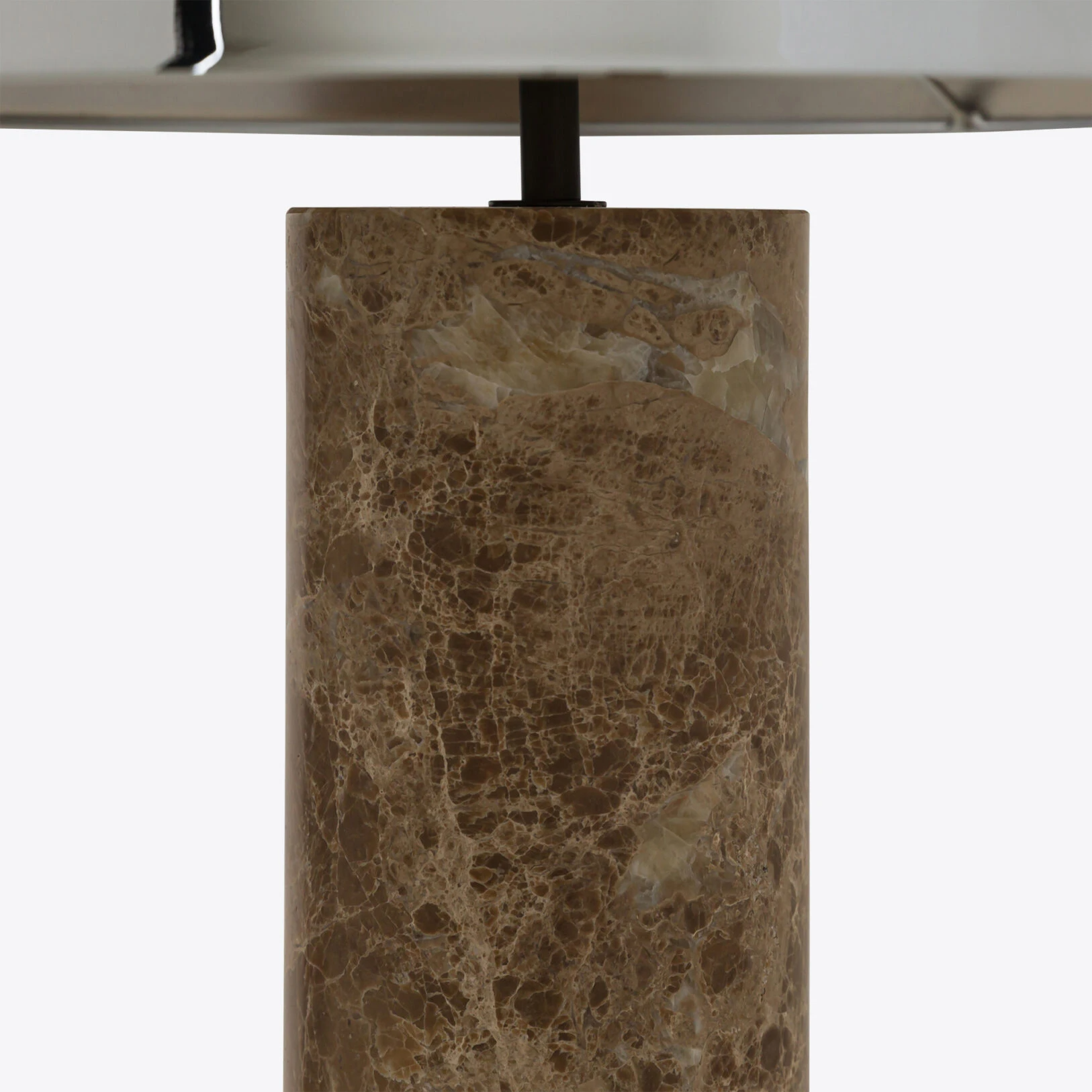 Pure White Lines - Cusco Beige Marble Table Lamp – Nickel Shade