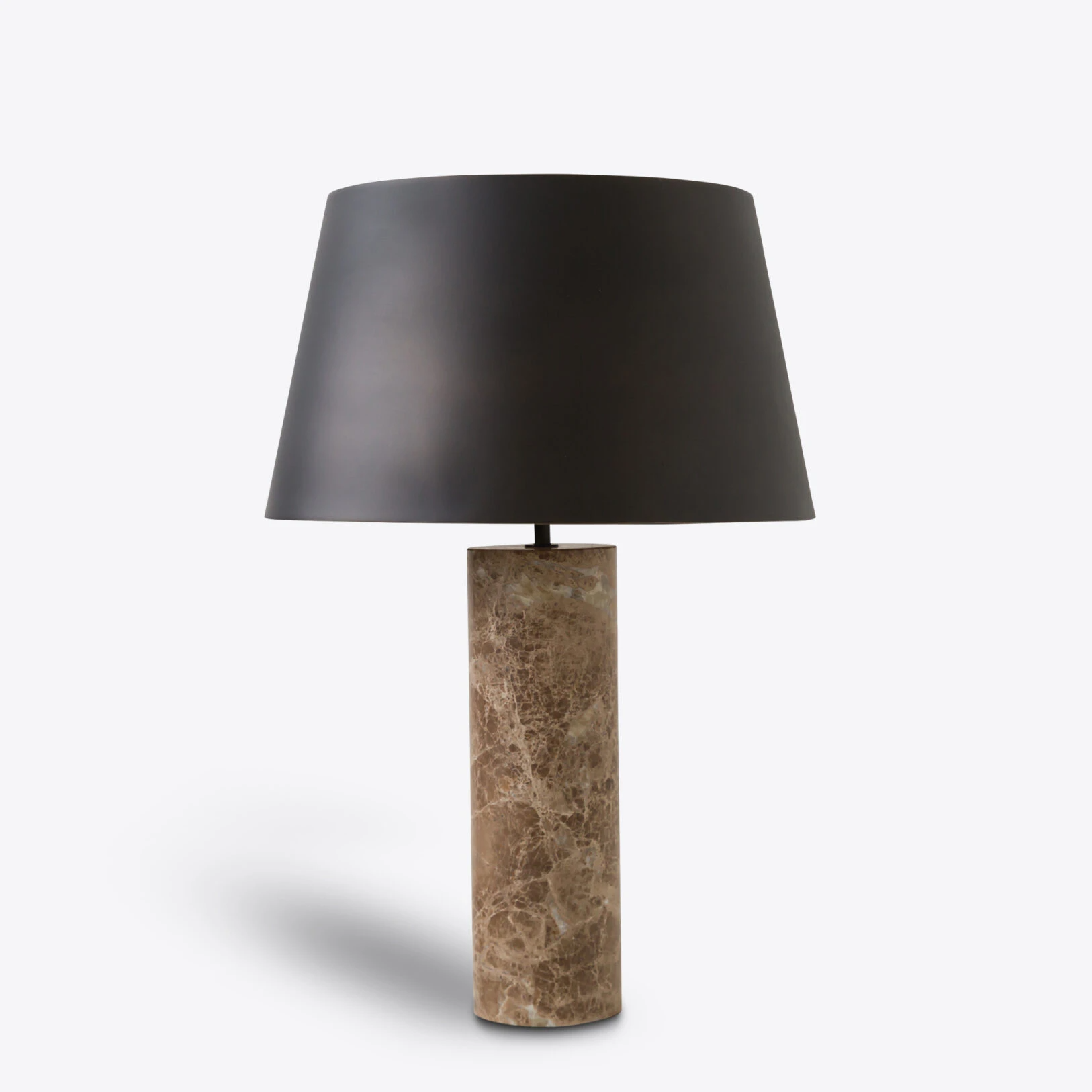 Pure White Lines - Cusco Beige Marble Table Lamp – Bronze Shade