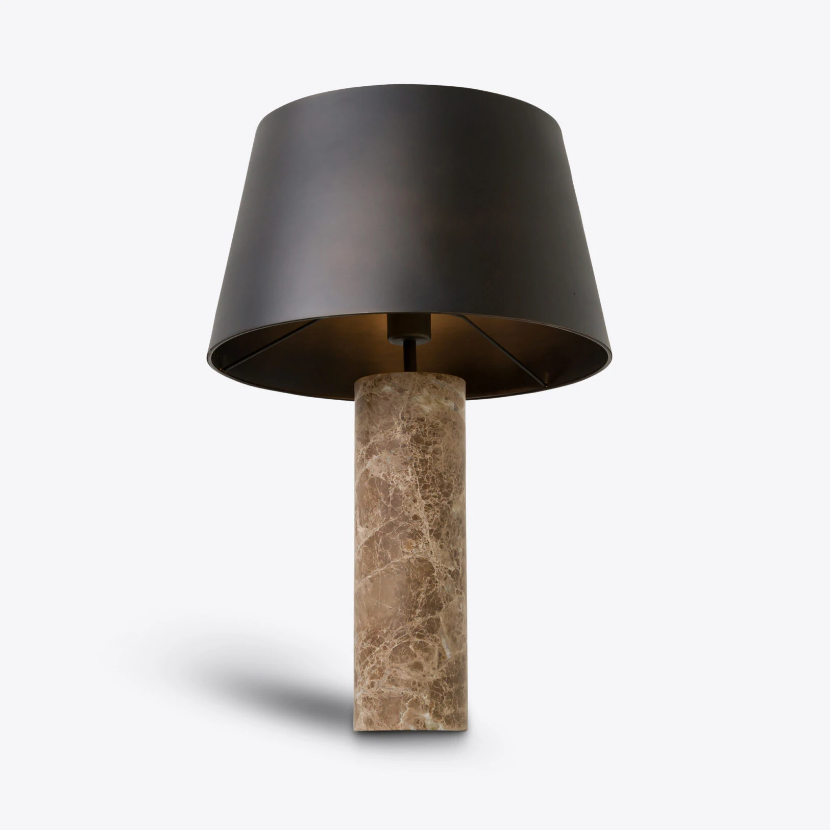 Pure White Lines - Cusco Beige Marble Table Lamp – Bronze Shade