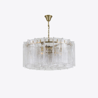 Pure White Lines - Berlin Chandelier - Clear Glass - Small