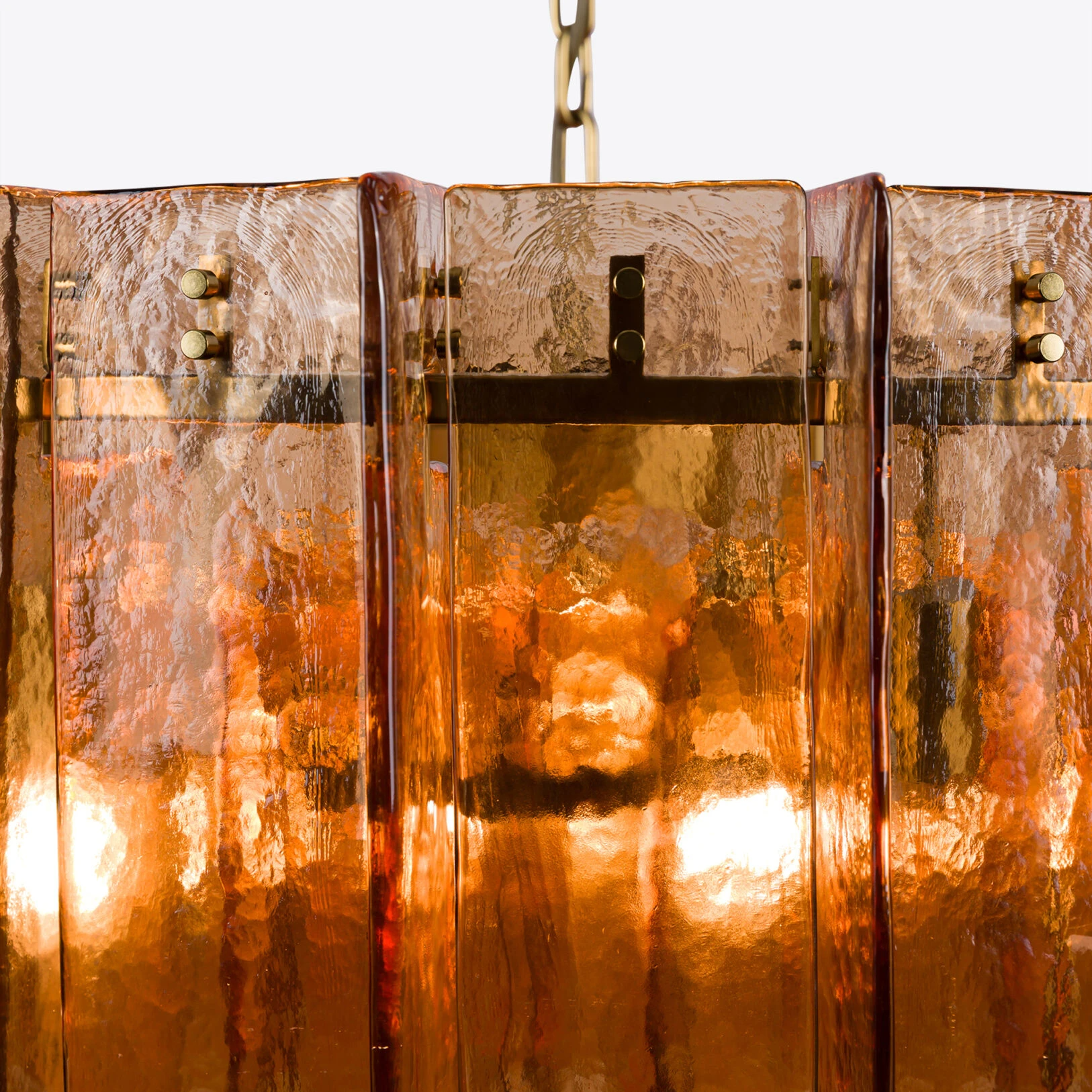 Pure White Lines - Berlin Chandelier - Amber Glass - Small