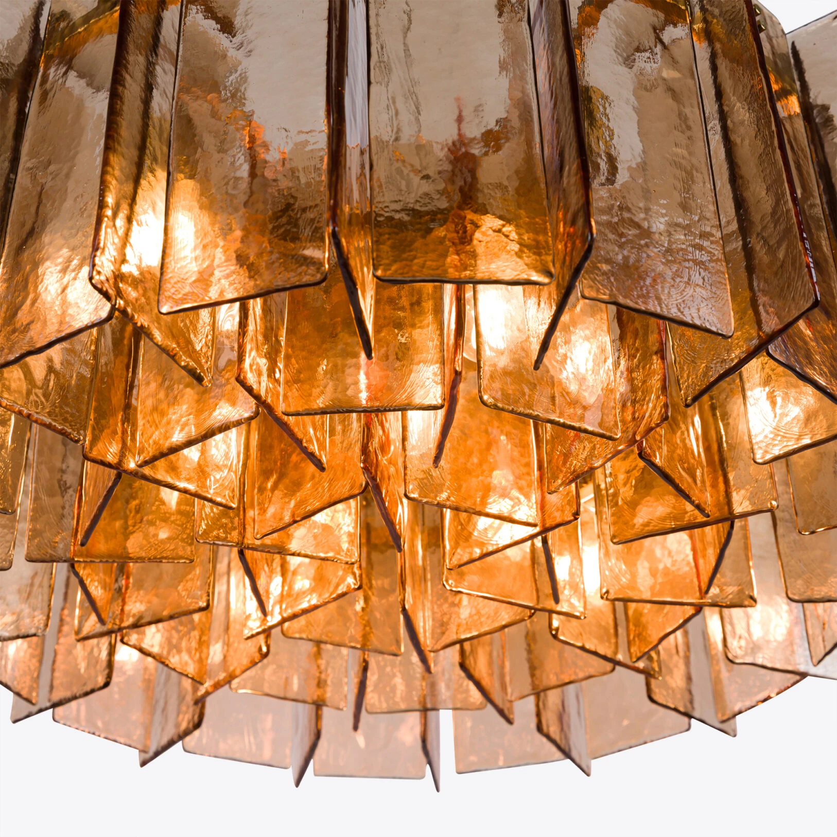 Pure White Lines - Berlin Chandelier - Amber Glass - Small