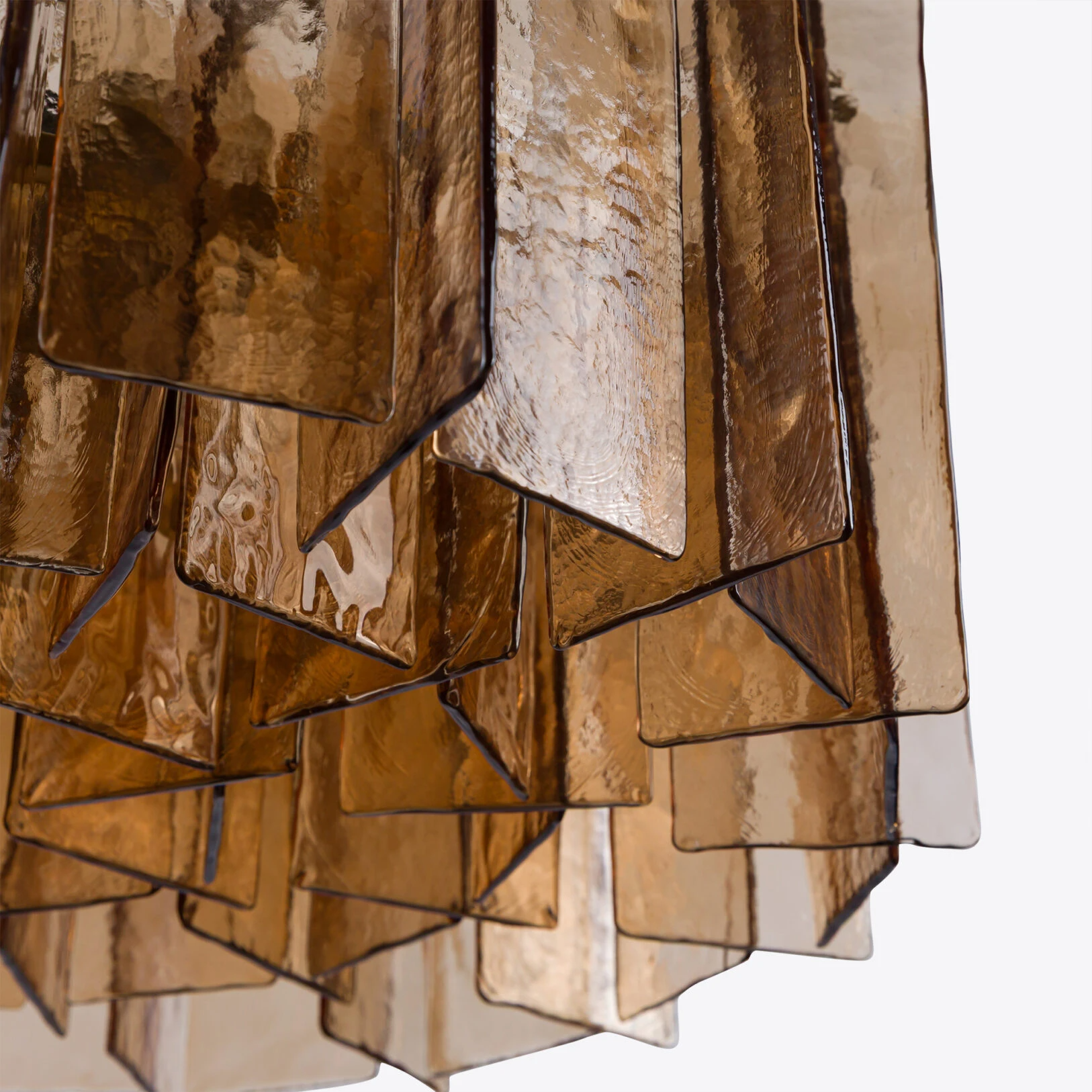 Pure White Lines - Berlin Chandelier - Amber Glass - Small