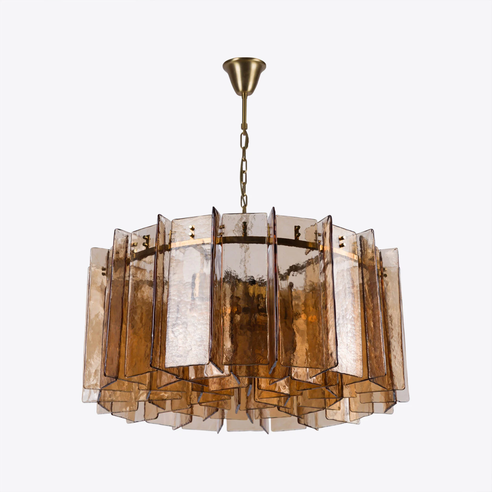Pure White Lines - Berlin Chandelier - Amber Glass - Small