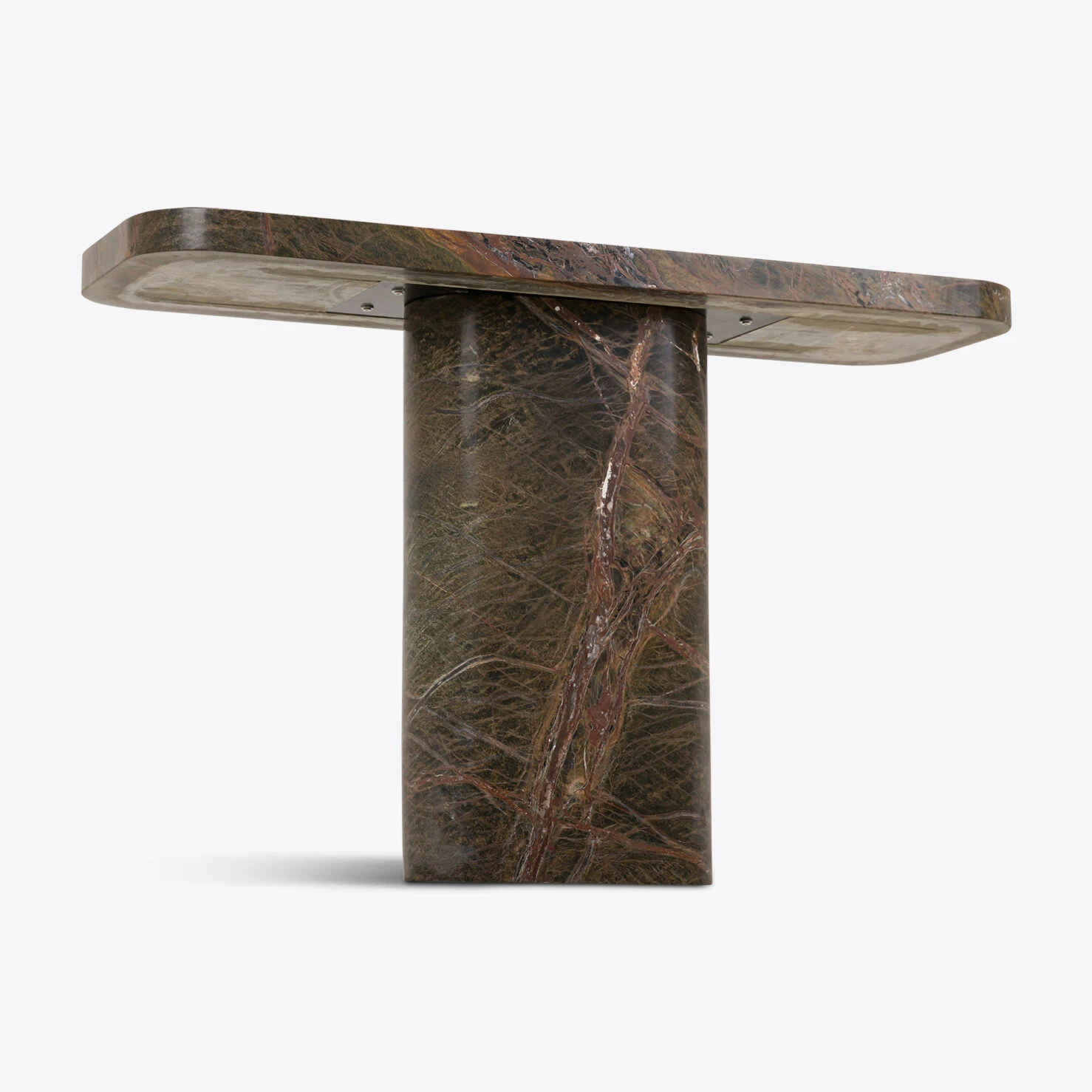 Pure White Lines - Argent Forest Green Marble Console Table