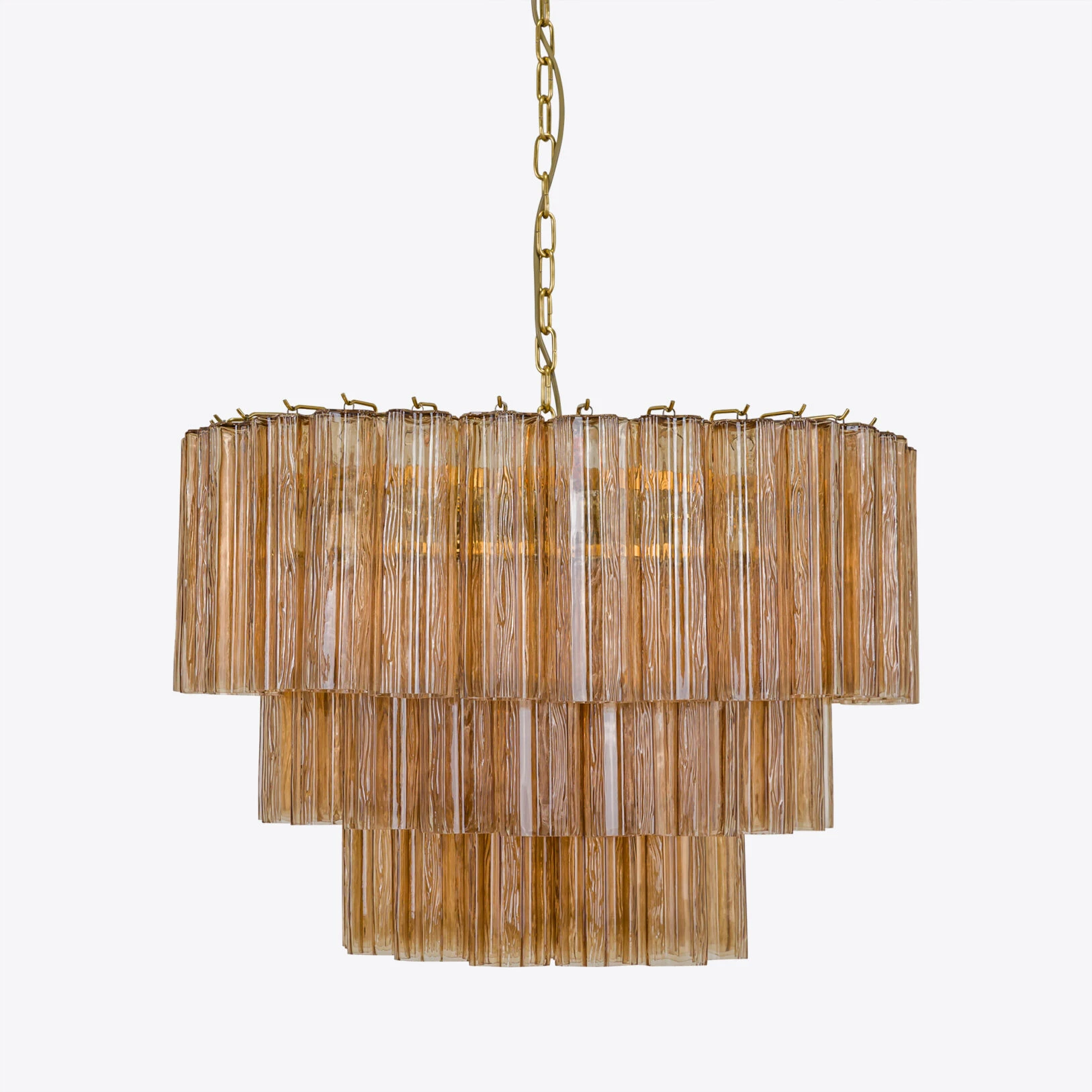 Pure White Lines - Medium Treviso Chandelier - Amber