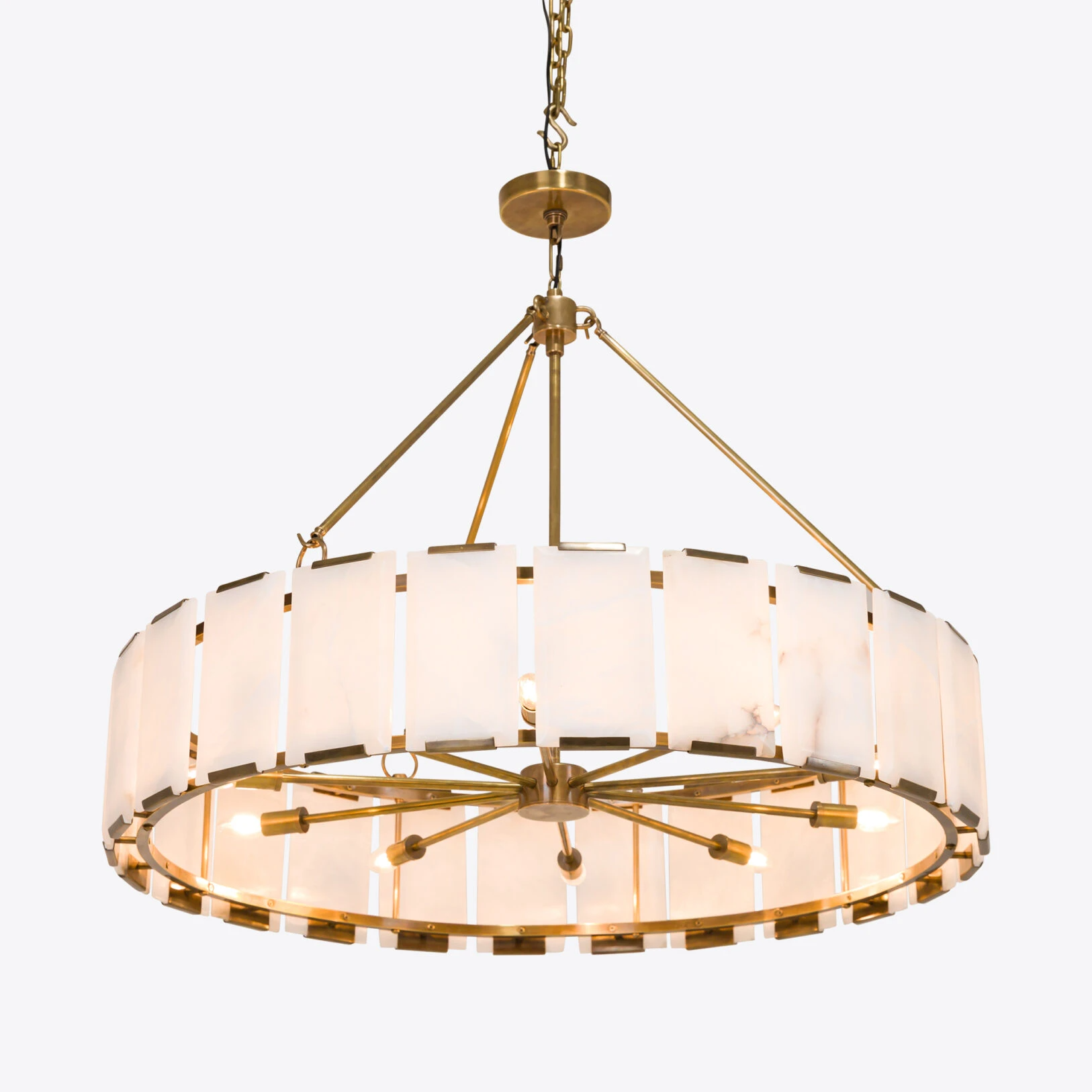 Pure White Lines - Winnie Alabaster Chandelier - Small