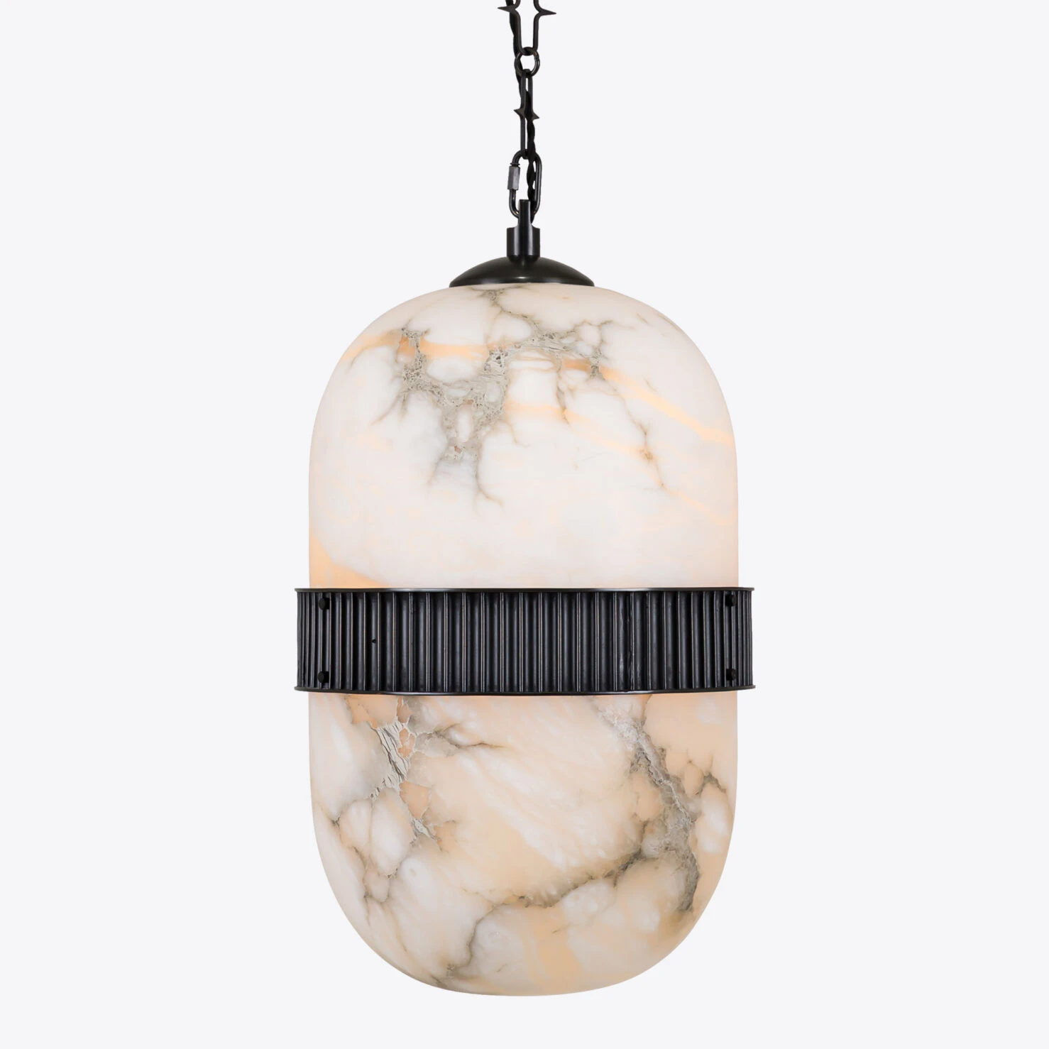 Pure White Lines - Amsterdam Large Alabaster Pendant Light - Bronze