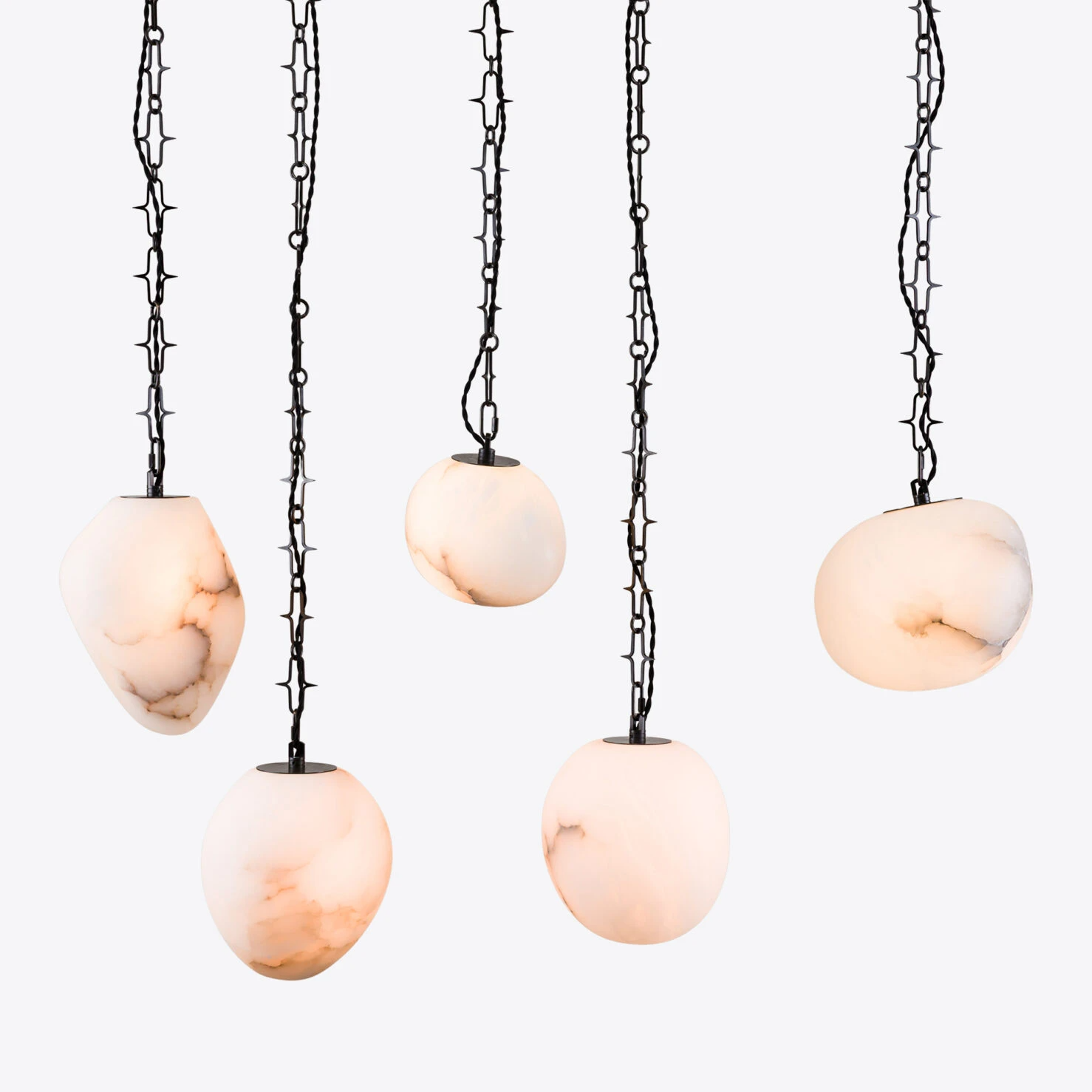 Pure White Lines - Drake Alabaster Hanging Light Cluster