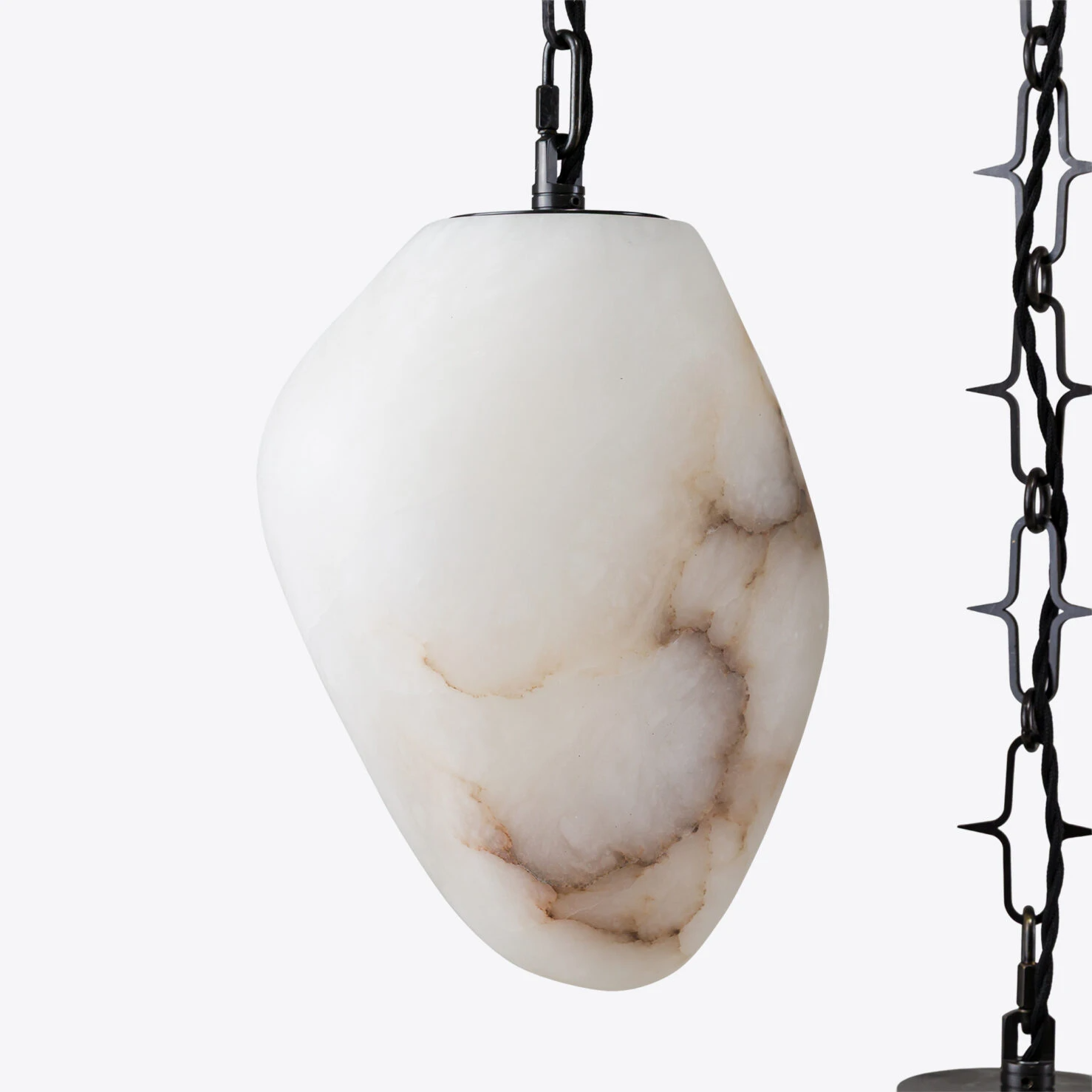 Pure White Lines - Drake Alabaster Hanging Light Cluster