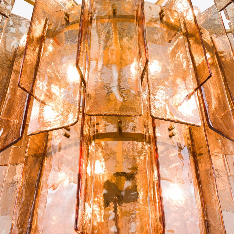 Pure White Lines Amber Berlin Spiral Chandelier