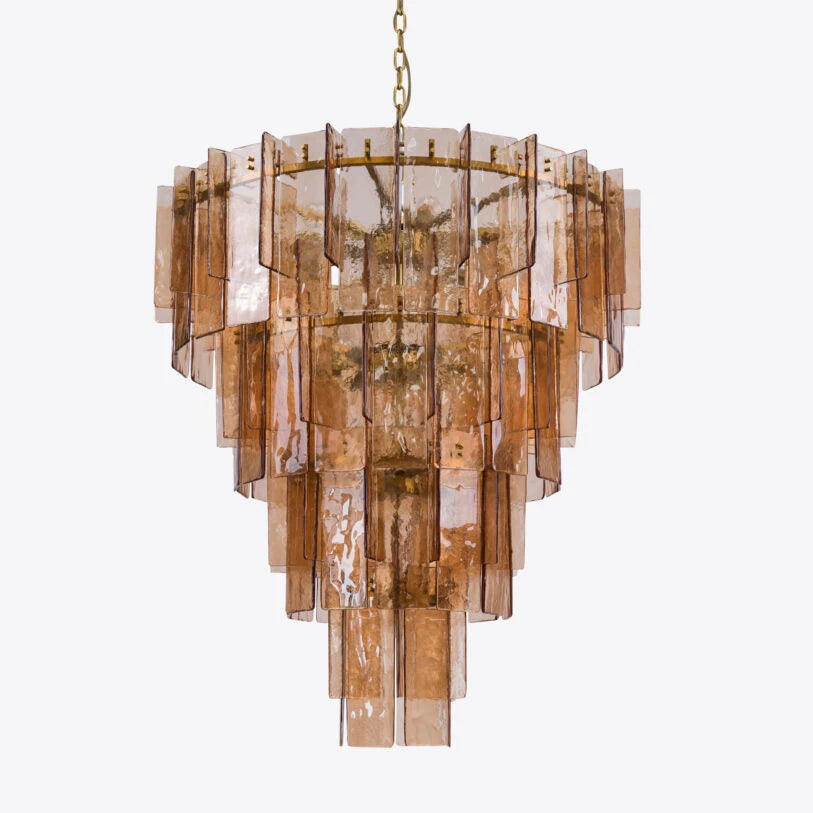Pure White Lines Amber Berlin Spiral Chandelier