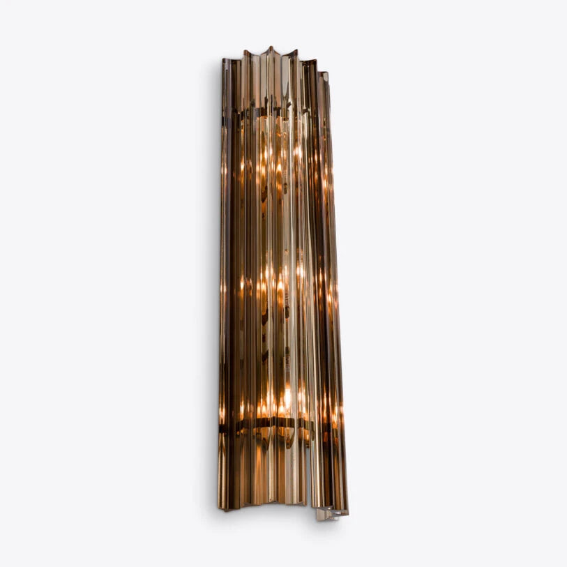 Pure White Lines Smoked Quartz Amaro IP44 Wall Light - available in two sizes